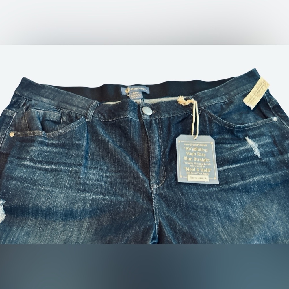 SOLD OUT Democracy “ab technology”Jeans Cropped Raw Hem Distressed High Rise - Picture 4 of 11